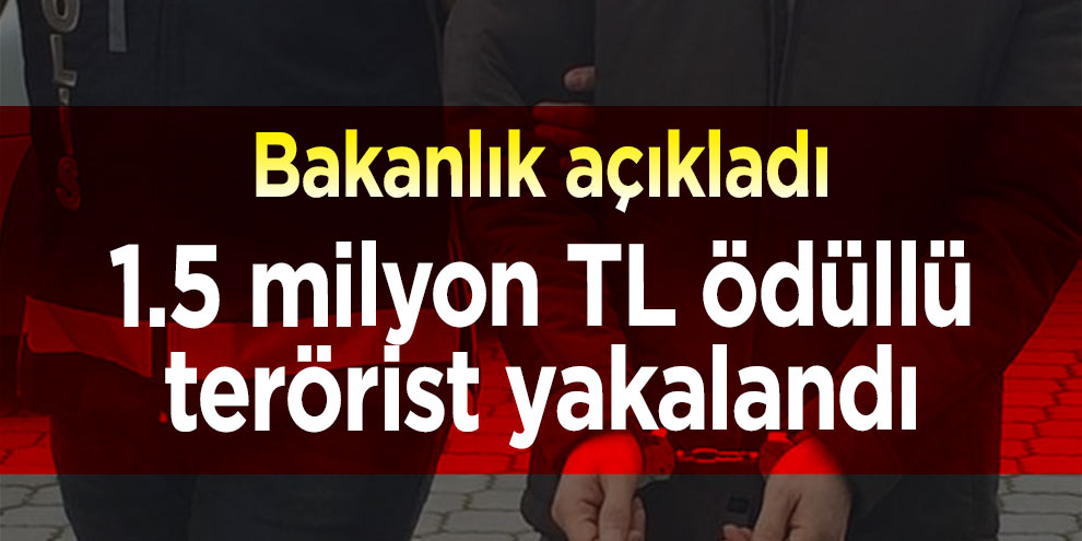 Bakanlık açıkladı: 1.5 milyon TL ödüllü terörist yakalandı