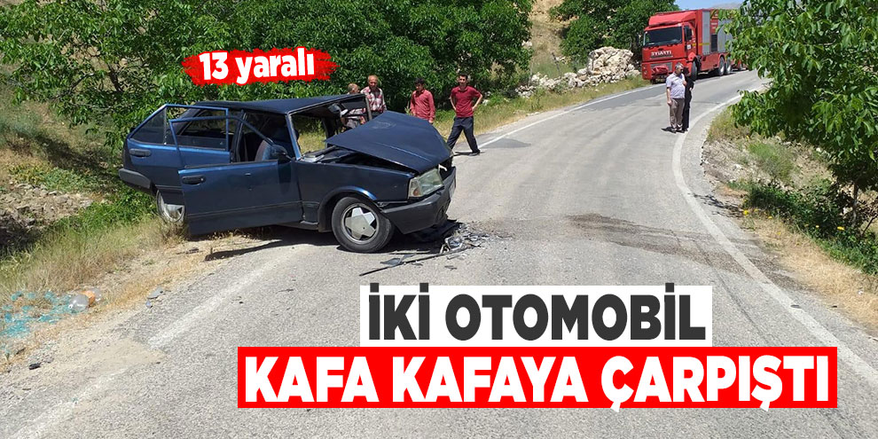 İki otomobil kafa kafaya çarpıştı: 13 yaralı