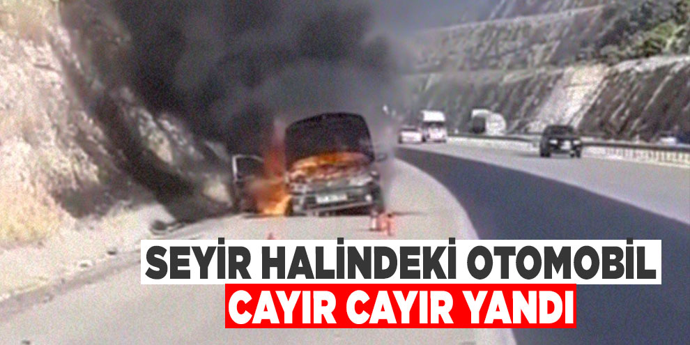 Seyir halindeki otomobil cayır cayır yandı