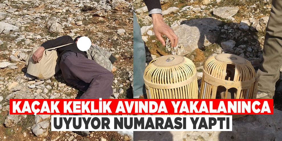 Kaçak keklik avında yakalanınca uyuyor numarası yaptı