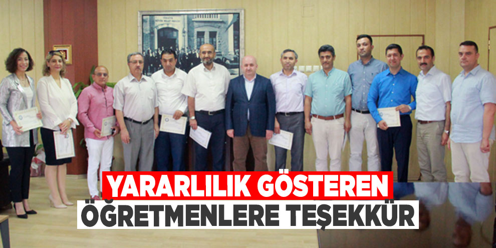Yararlılık gösteren öğretmenlere teşekkür