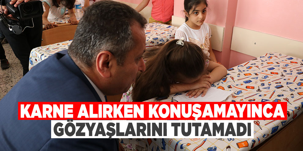 Karne alırken konuşamayınca gözyaşlarını tutamadı