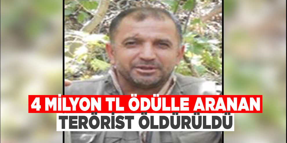 4 milyon TL ödülle aranan terörist öldürüldü