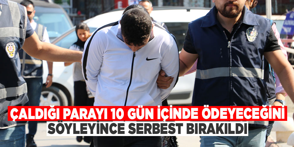 Çaldığı parayı 10 gün içinde ödeyeceğini söyleyince serbest bırakıldı