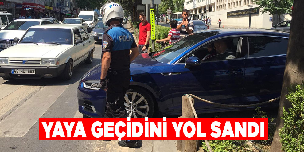 Yaya geçidini yol sandı