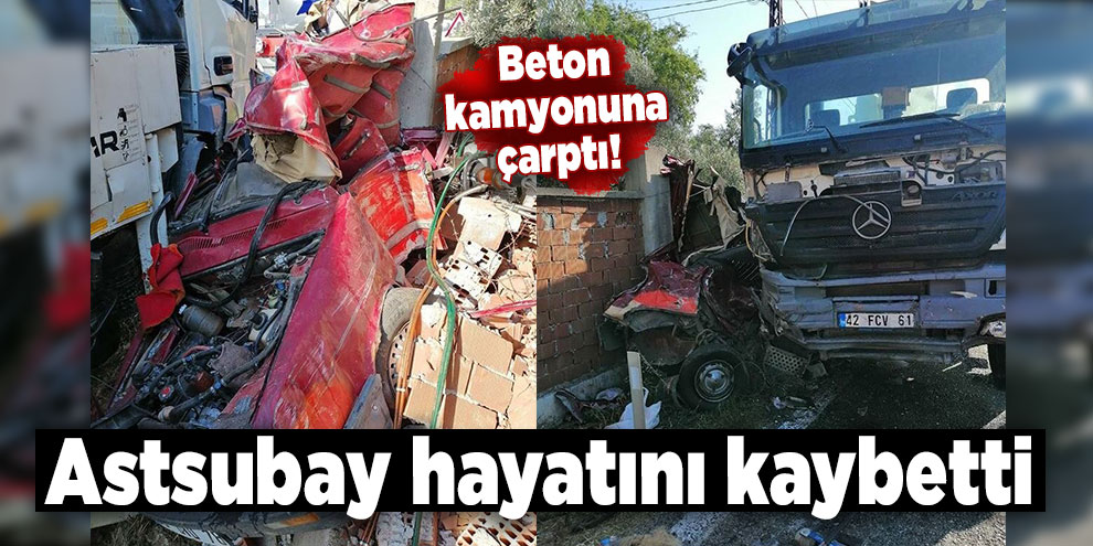 Beton kamyonuna çarptı! Araç bu hale geldi