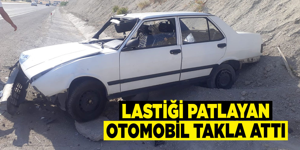 Lastiği patlayan otomobil takla attı: 2 yaralı