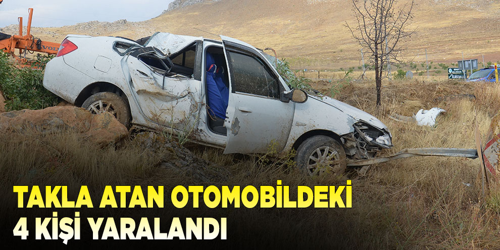Takla atan otomobildeki 4 kişi yaralandı