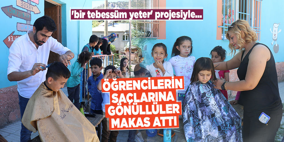 Öğrencilerin saçlarına gönüllüler makas attı