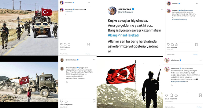 Ünlülerden Barış Pınarı Harekatı'na destek