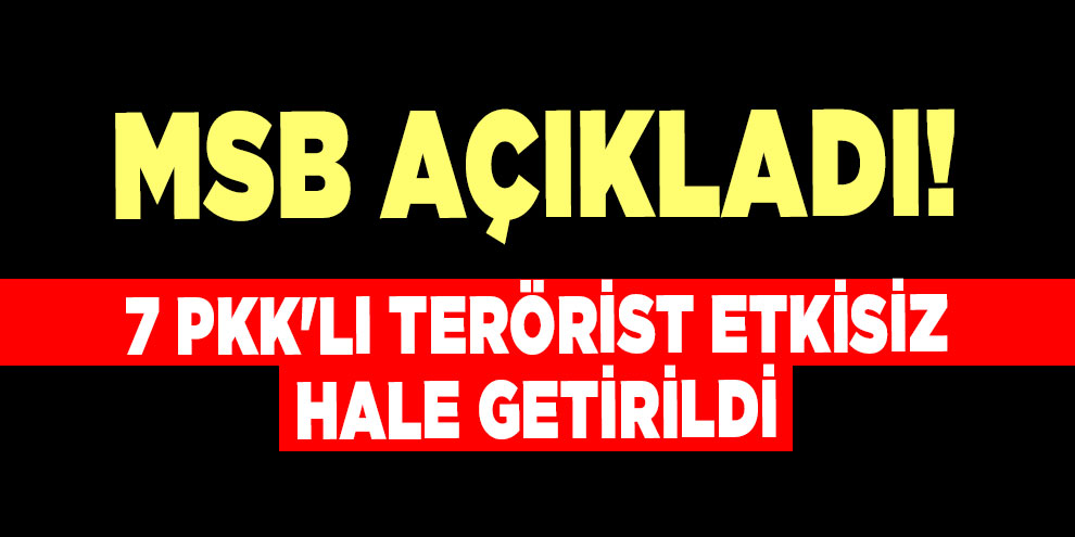MSB açıkladı! 7 PKK'lı terörist etkisiz hale getirildi