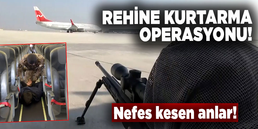 Özel harekat polislerinden, uçakta nefes kesen rehine kurtarma tatbikatı