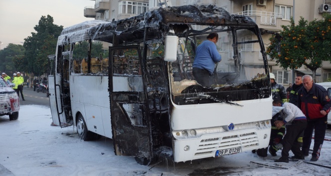 Alev topuna dönen servisten son anda kurtuldular