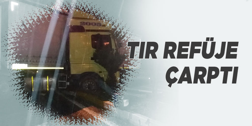 Tır refüje çarptı