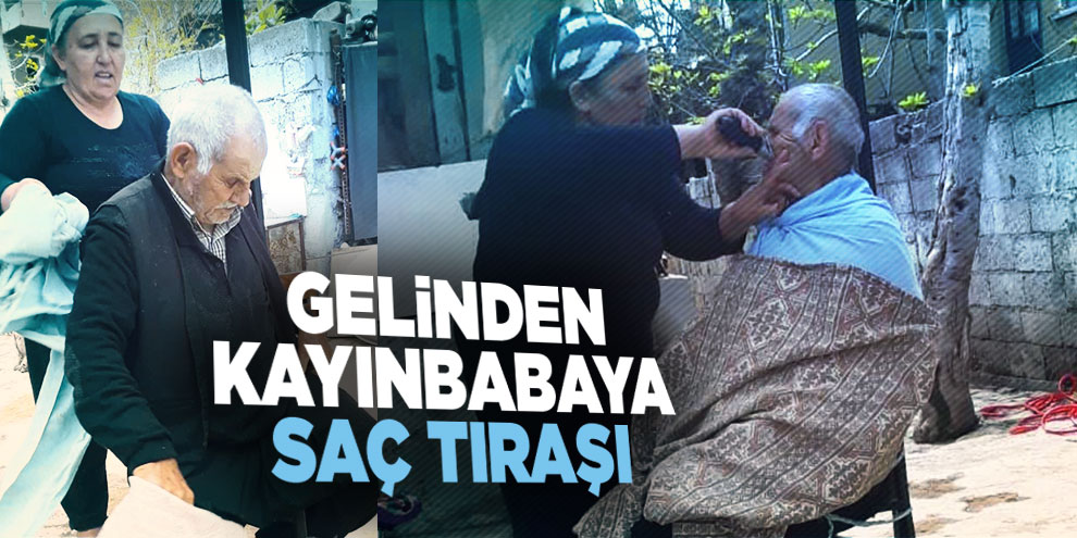 Gelinden kayınbabaya saç tıraşı
