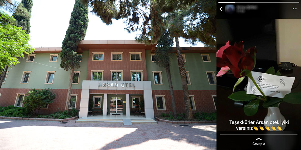 Arsan otelden hemşire misafirlerine jest