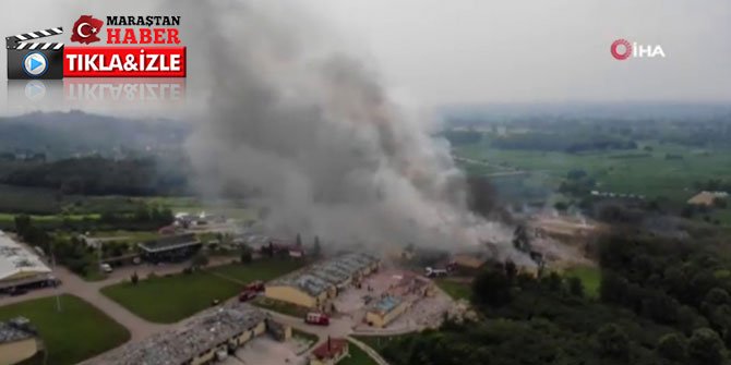 Havai fişek fabrikasındaki yangın havadan görüntülendi