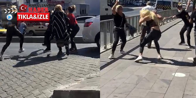 Dört kadın sokak ortasında bir adamı evire çevire dövdü