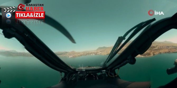 Atak helikopterinin kokpitinden gerçek operasyon görüntüleri kamerada