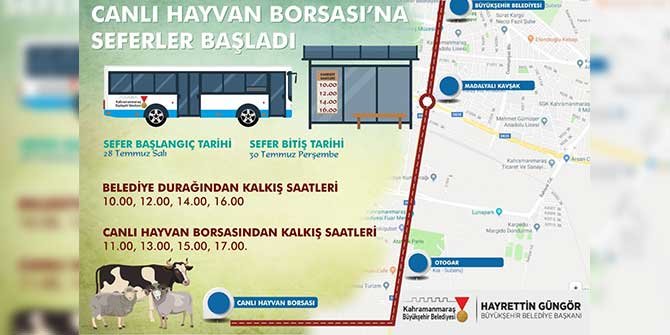Kahramanmaraş'ta canlı Hayvan Borsası’na otobüs seferleri başladı