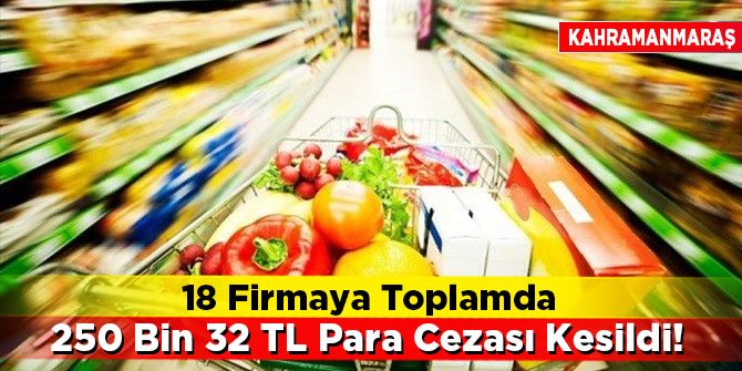 Kahramanmaraş’ta 18 firmaya toplamda 250 bin 32 TL para cezası kesildi