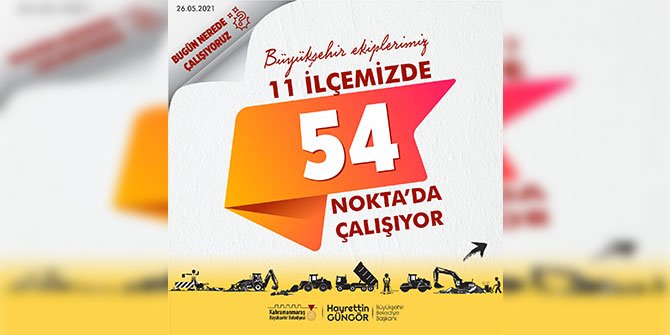 Kahramanmaraş Büyükşehir Fen İşleri Dairesi Başkanlığı günlük çalışma yerleri