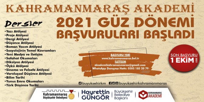 Kahramanmaraş Akademi’de güz dönemi başvuruları başladı!