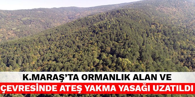 Kahramanmaraş'ta ormanlık alan ve çevresinde ateş yakma yasağı uzatıldı