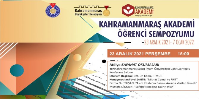 Kahramanmaraş Akademi güz dönemini sempozyumla tamamlıyor