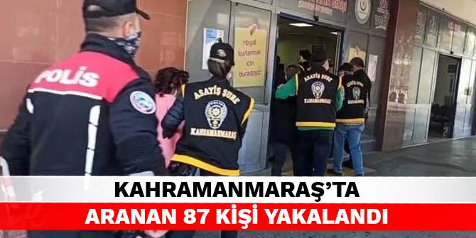 Kahramanmaraş’ta aranan 87 kişi yakalandı