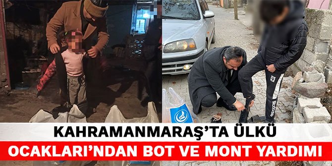 Kahramanmaraş’ta Ülkü Ocakları’ndan bot ve mont yardımı