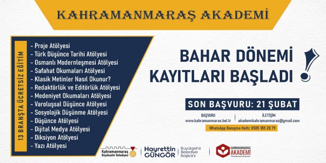 Kahramanmaraş Akademi’de başvuru süresi uzatıldı