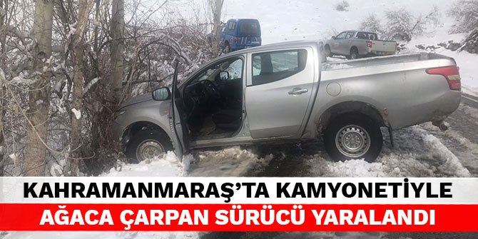 Kahramanmaraş’ta kamyonetiyle ağaca çarpan sürücü yaralandı