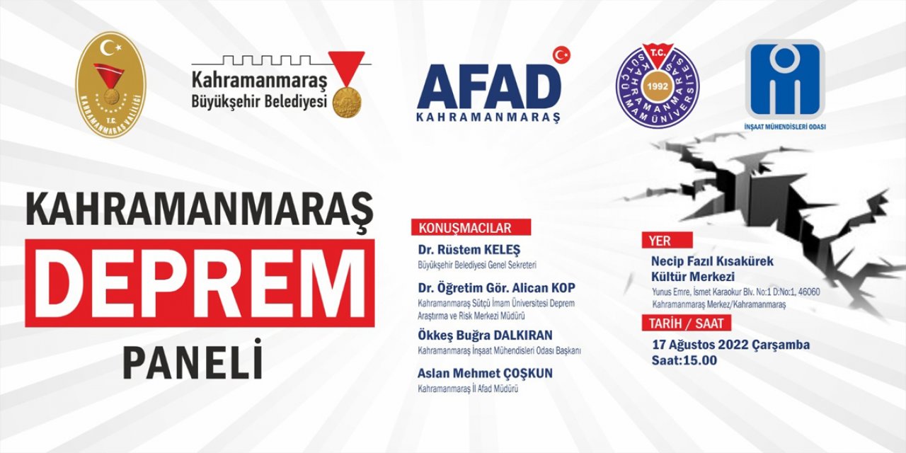 Kahramanmaraş’ta Deprem Paneli Düzenlenecek