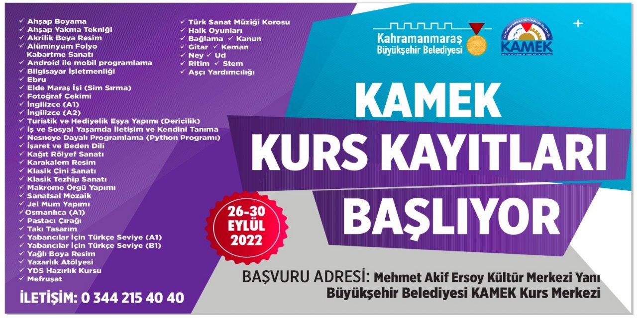KAMEK kurs kayıtları başlıyor!