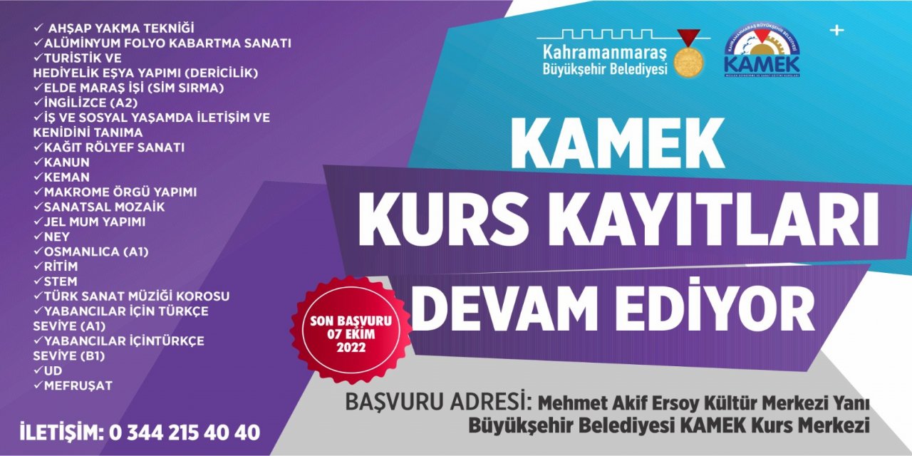 KAMEK Kurs kayıtları devam ediyor