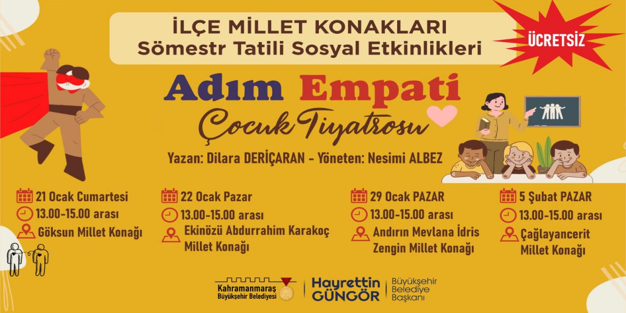 Tiyatro Gösterisi Kahramanmaraş’ın İlçelerinde Miniklerle Buluşacak