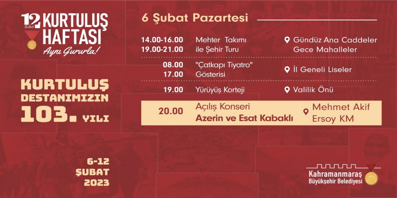 Kahramanmaraş’ta 12 Şubat Kurtuluş Haftası Kutlamaları Başlıyor!