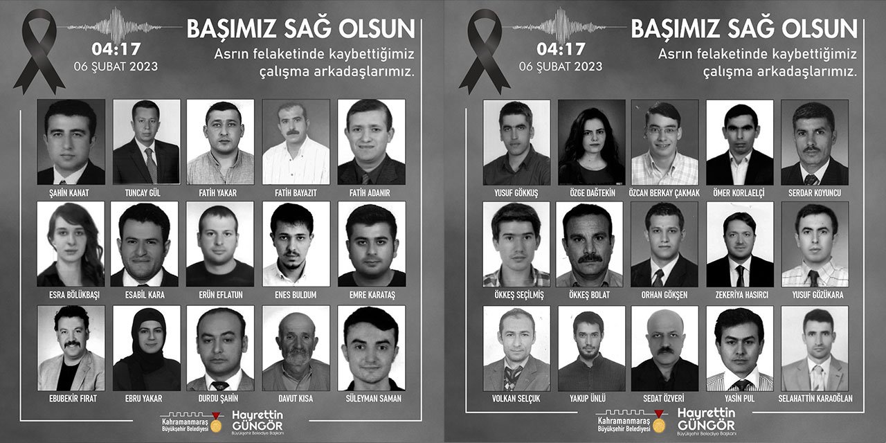 Kahramanmaraş Büyükşehir Belediyesi ve KASKİ Personellerinden 73 Kişi Vefat Etti