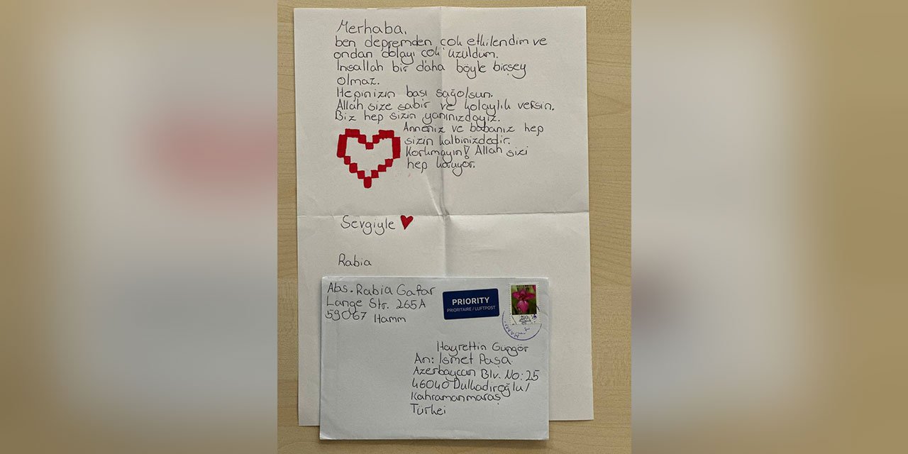 Almanya’dan Kahramanmaraş’a Gelen Duygu Dolu Mektup