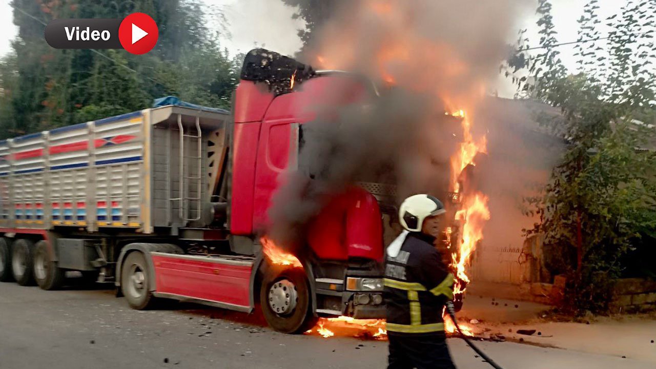Park Halindeki TIR Alev Alev Yandı! O Anlar Kamerada