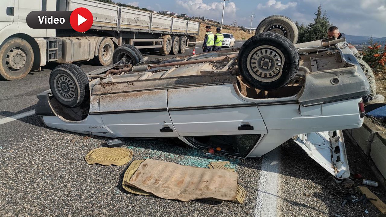 Sürücü Sağ Salim! Kahramanmaraş'ta Lastik Patlayan Araç Takla Attı