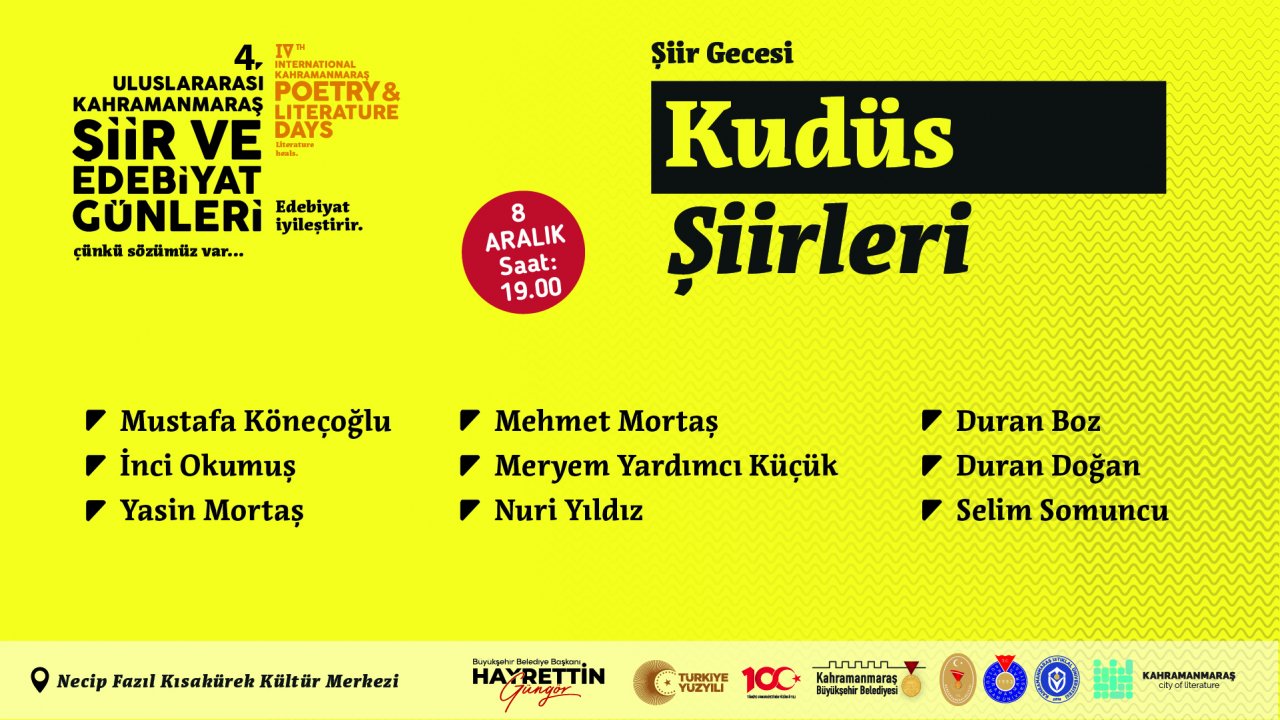 Kahramanmaraş'ta Kültür Şöleni: Uluslararası Şiir ve Edebiyat Günleri