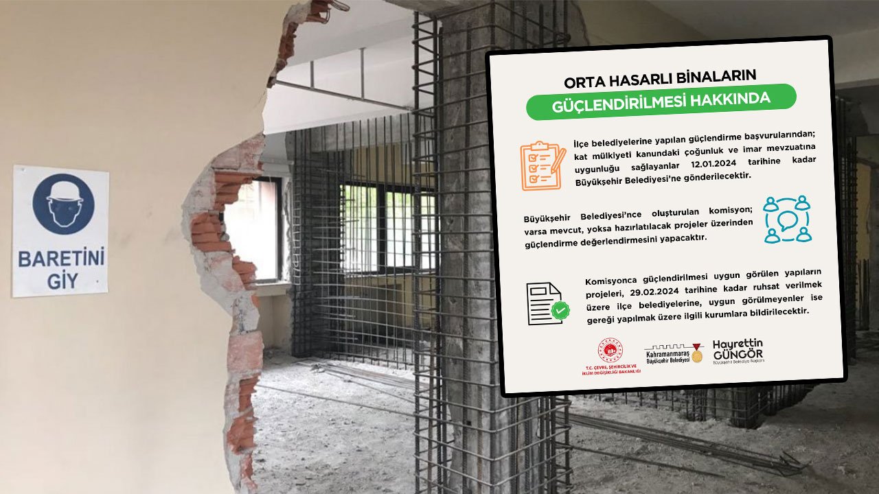 Kahramanmaraş'ta Orta Hasarlı Binaların Güçlendirilmesi Hakkında Açıklama Geldi