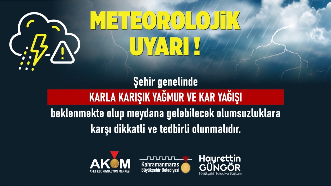 Kahramanmaraş'ta Kar Alarmı! Büyükşehir'den Yağış Uyarısı ve Önlemler