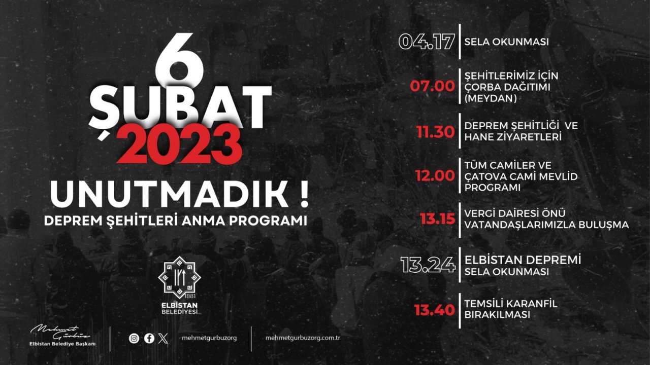 Kahramanmaraş Elbistan'da 6 Şubat’ın Birinci Yıldönümü Anılacak!